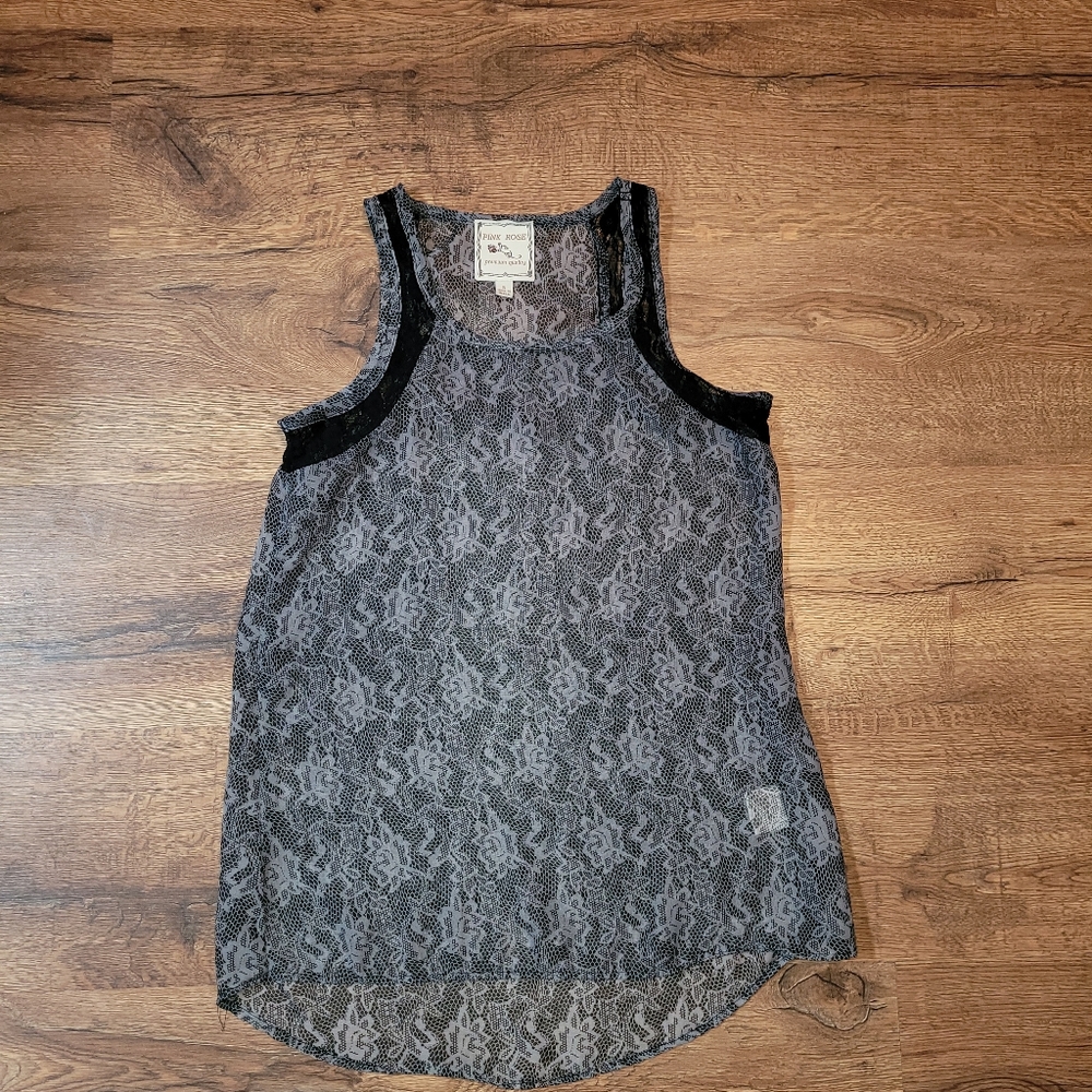 Sheer lace pattern sleeveless top